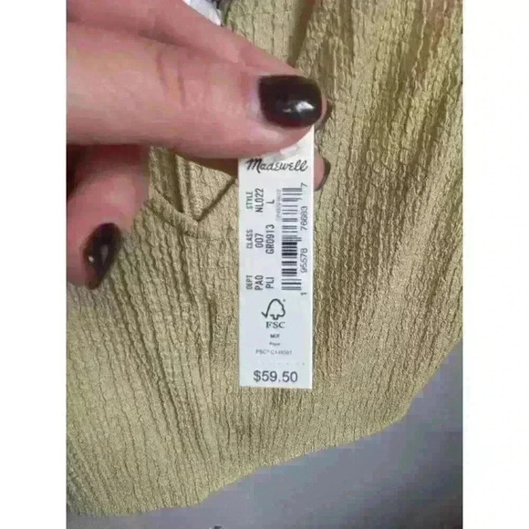 Madewell Rue Top - Geo Stretch Jacquard V Neck Tank in Pale Lichen NWT - Picture 6 of 7